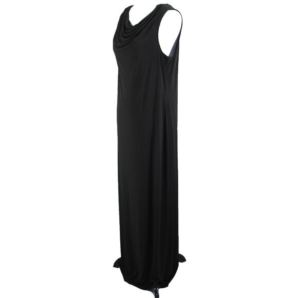 Calvin Klein Maxi Dress Womens Size L Solid Black Sleeveless Cowl Neck Knit - Picture 3 of 7